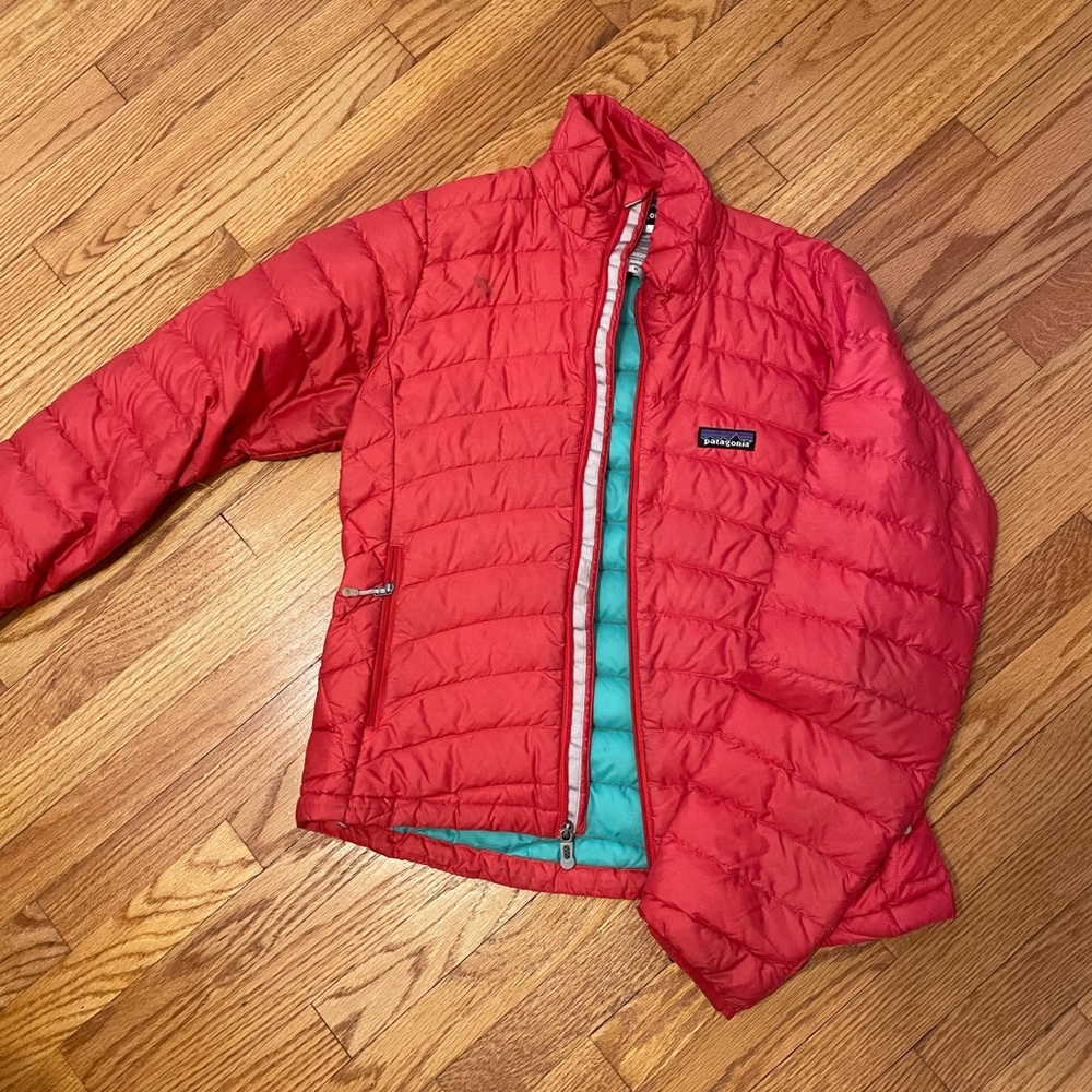 patagonia red down puffer jacket